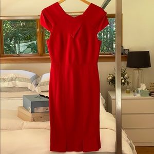 Red Roland Mouret Stretch Viscose Dress US8